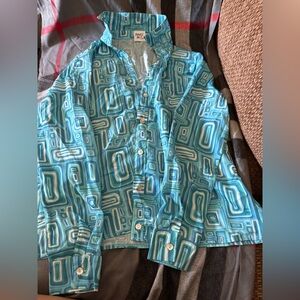 Princess Polly Aqua and Teal Patterned Shirt